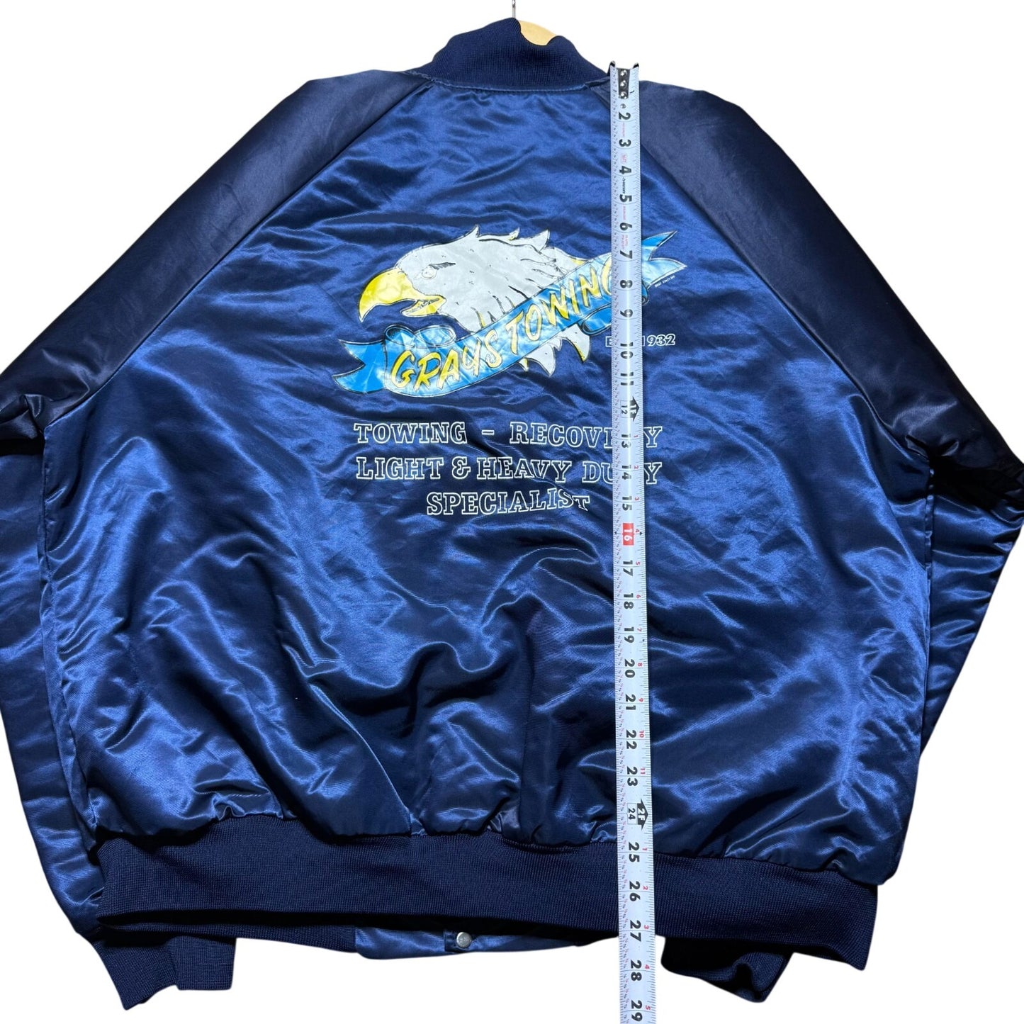 Vintage 90s Grays Towing Light & Heavy Duty Eagle Satin Bomber Jacket Men's XXL