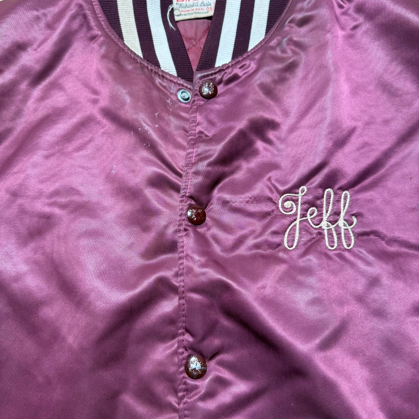 Vintage 80s IVC Football Wrestling Track Patch Satin Bomber Jacket USA Made XXL