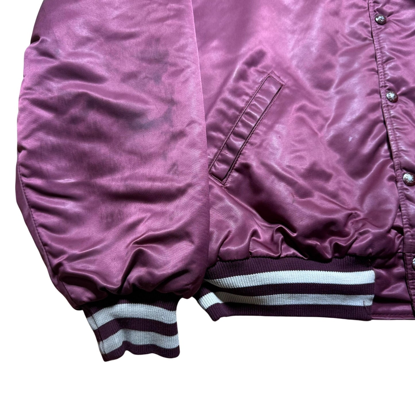 Vintage 80s IVC Football Wrestling Track Patch Satin Bomber Jacket USA Made XXL