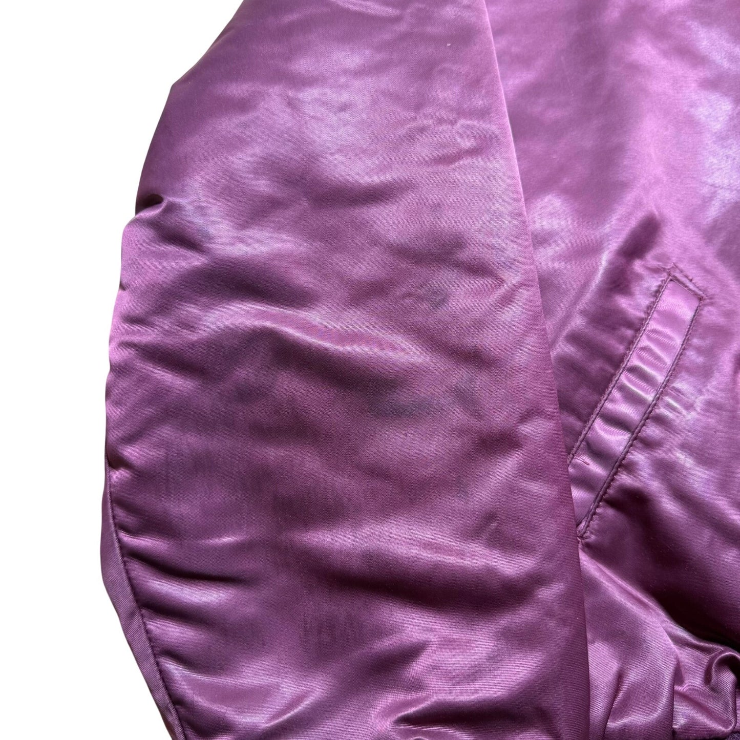 Vintage 80s IVC Football Wrestling Track Patch Satin Bomber Jacket USA Made XXL