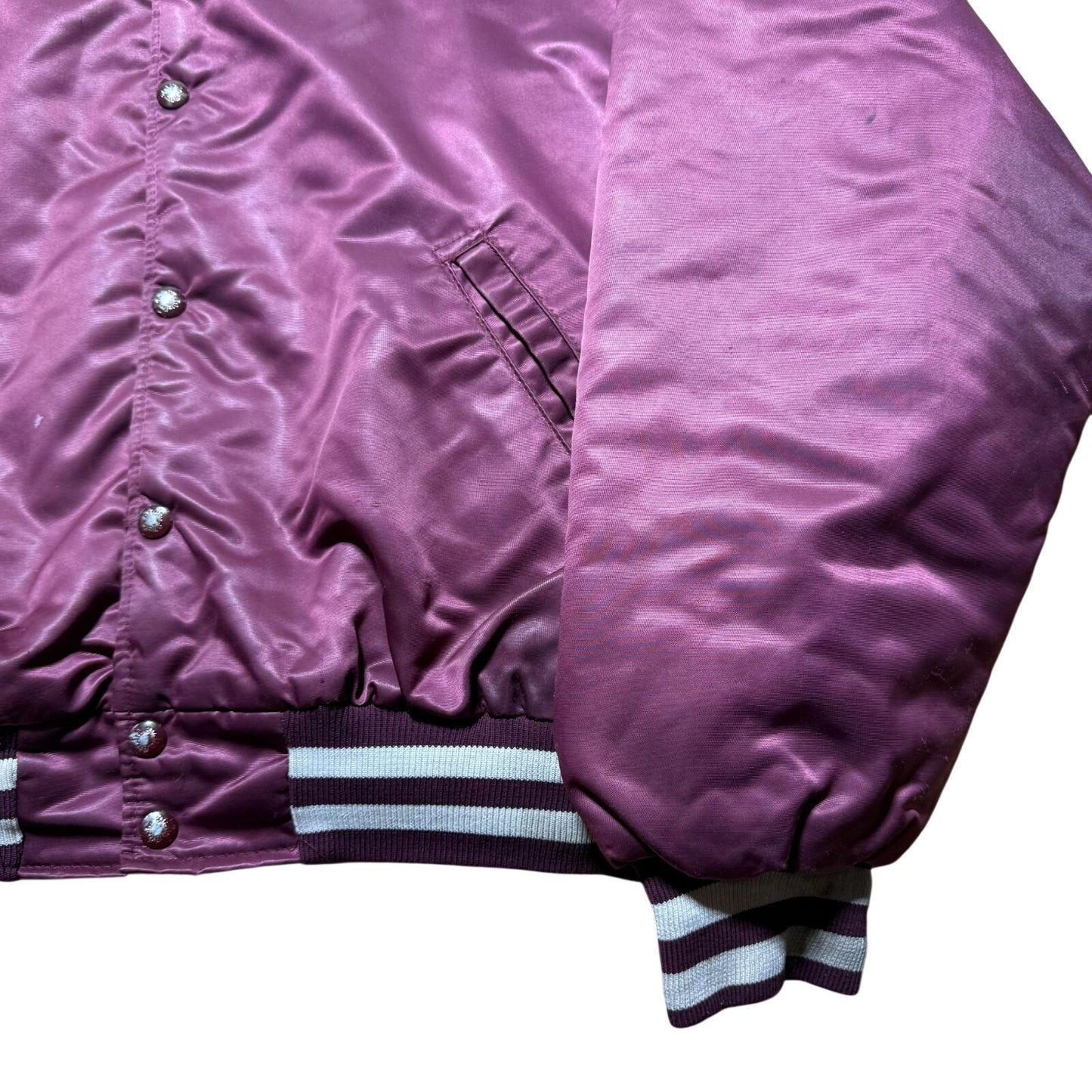 Vintage 80s IVC Football Wrestling Track Patch Satin Bomber Jacket USA Made XXL