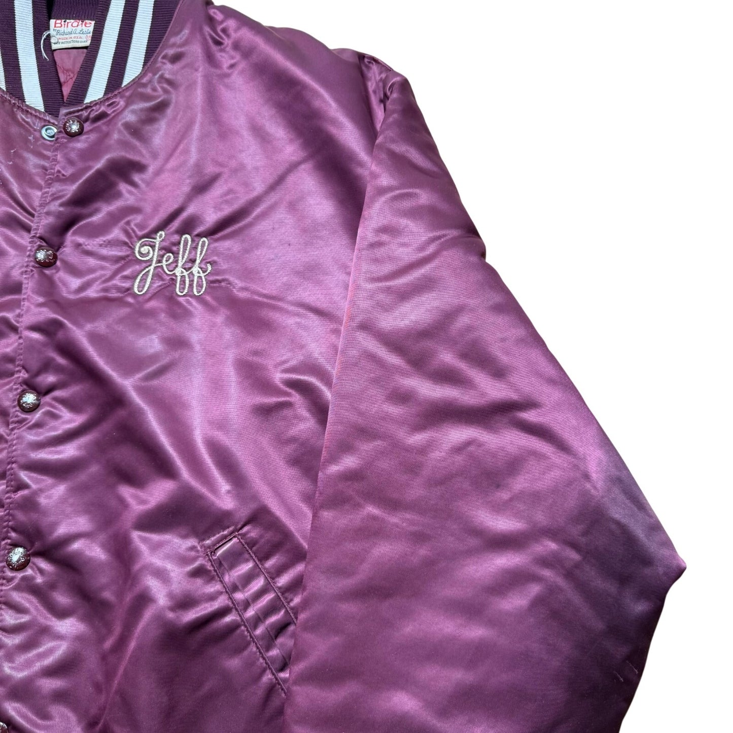 Vintage 80s IVC Football Wrestling Track Patch Satin Bomber Jacket USA Made XXL