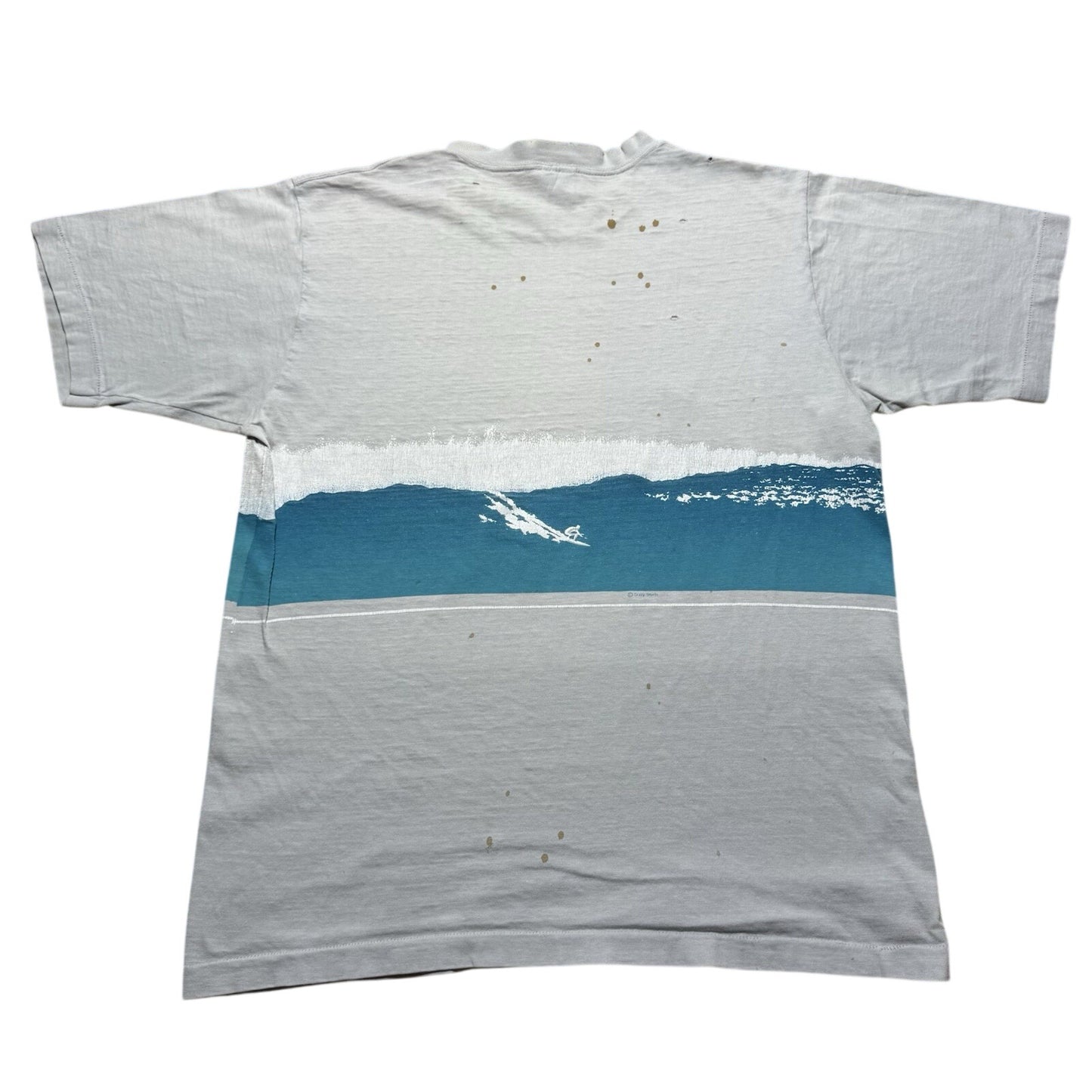 Vintage 80s Crazy Shirts Hawaii Surfing Ocean Thrashed Faded AOP Shirt - Large