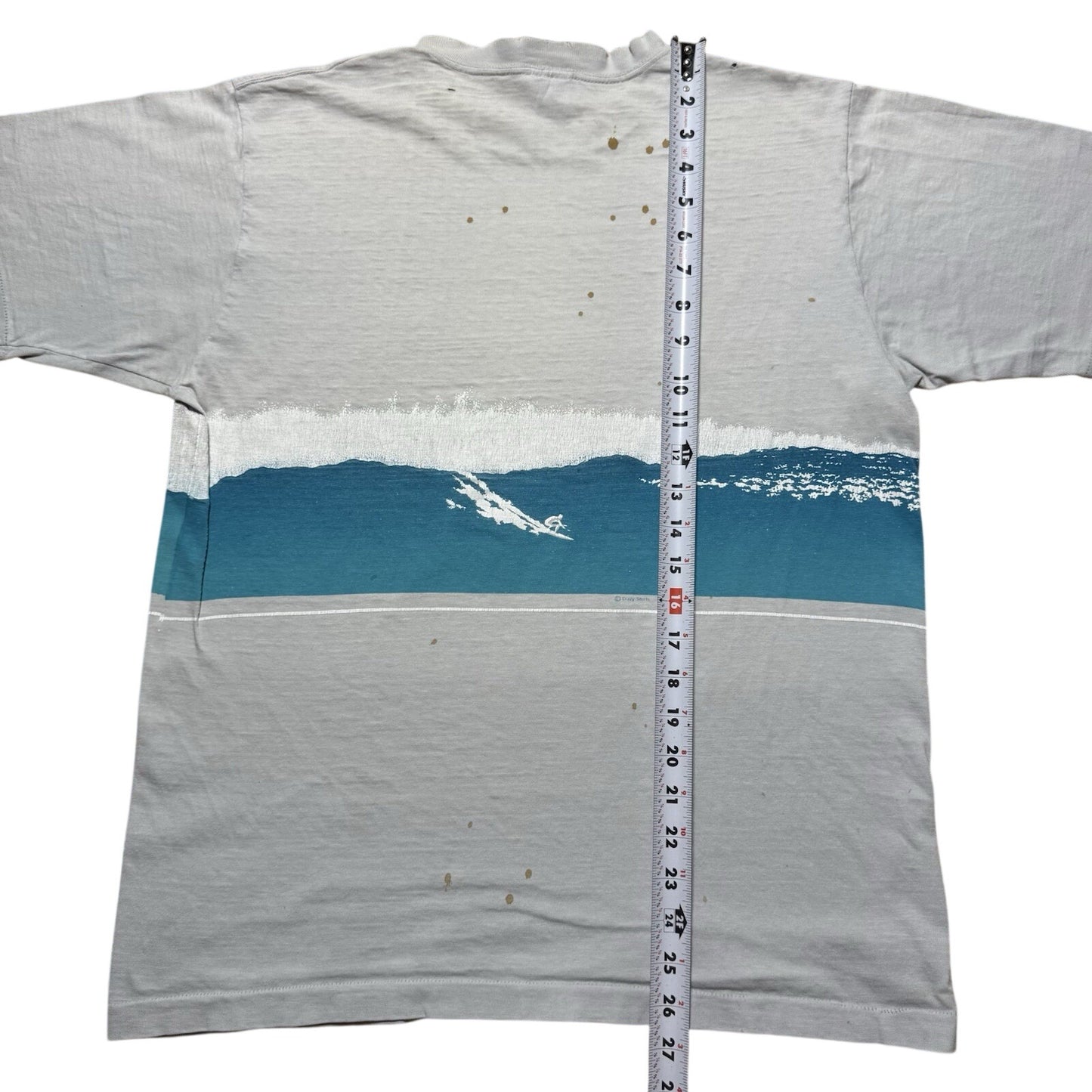 Vintage 80s Crazy Shirts Hawaii Surfing Ocean Thrashed Faded AOP Shirt - Large