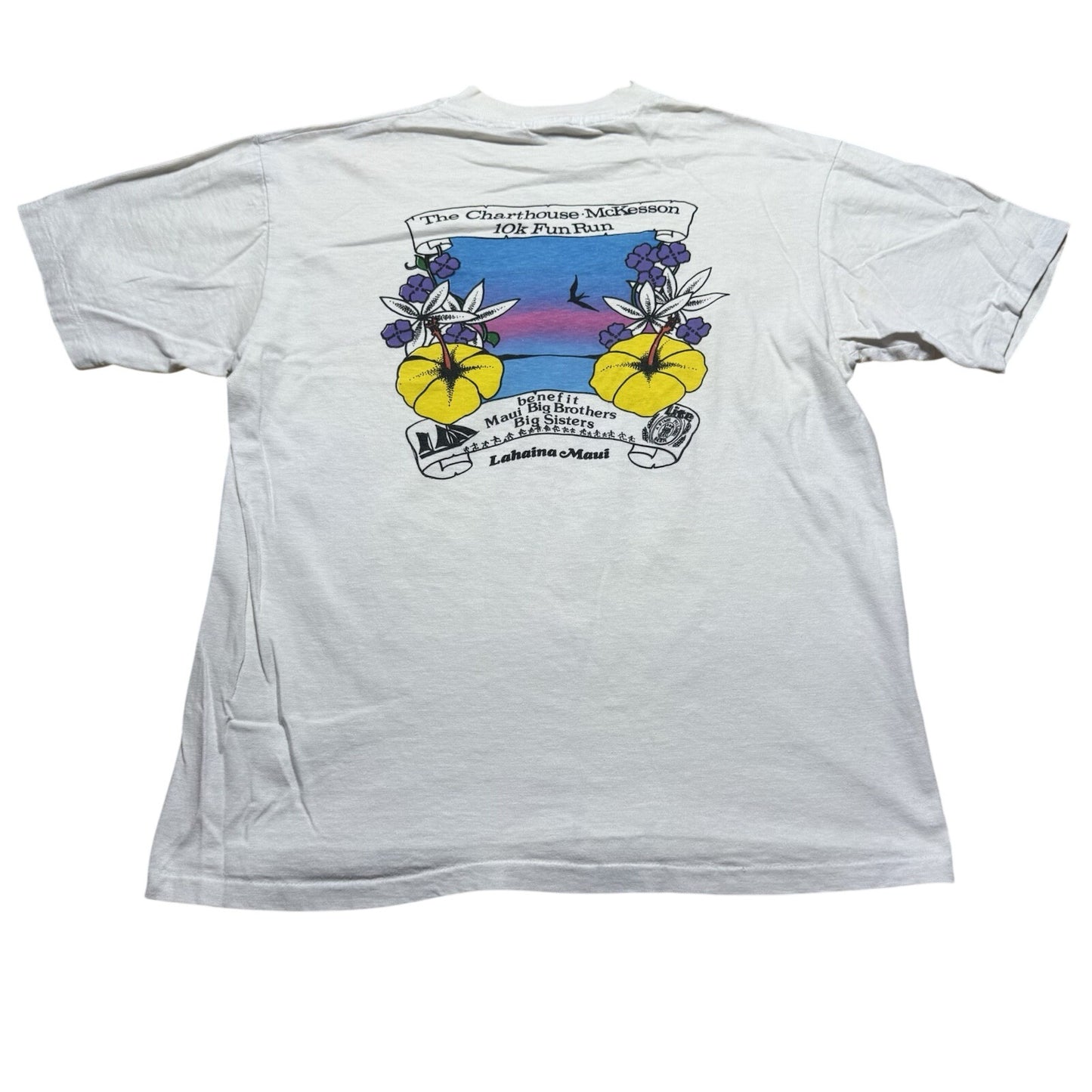 Vintage 80s Lahaina Maui Hawaii Charthouse Mckesson Fun Run 10k Shirt - Medium