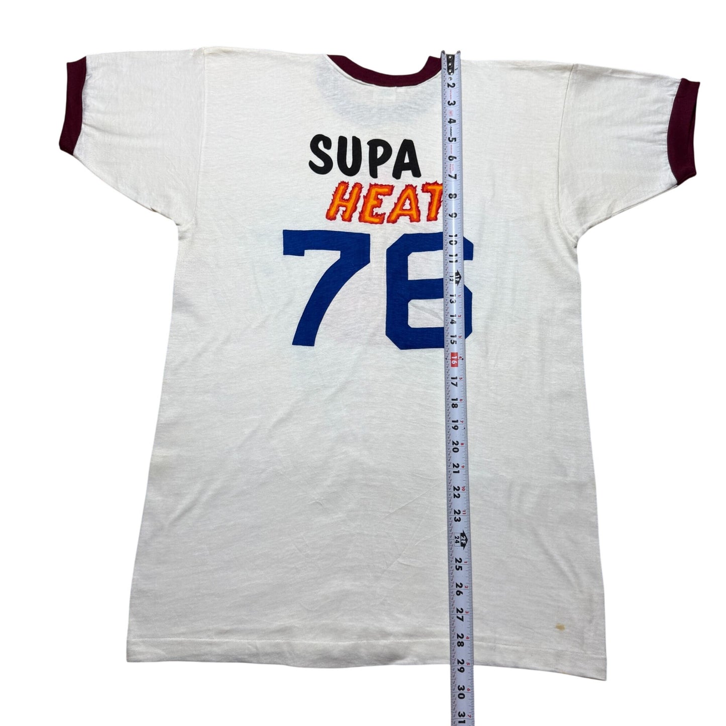 Vintage 70s Champion Supa Heater Supa Heat Band Graphic T-Shirt Ringer Tee