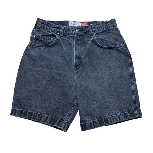 Vintage 90s Levis 545 Loose Fit Dark Wash Denim Jean Shorts Orange Tab - Size 31