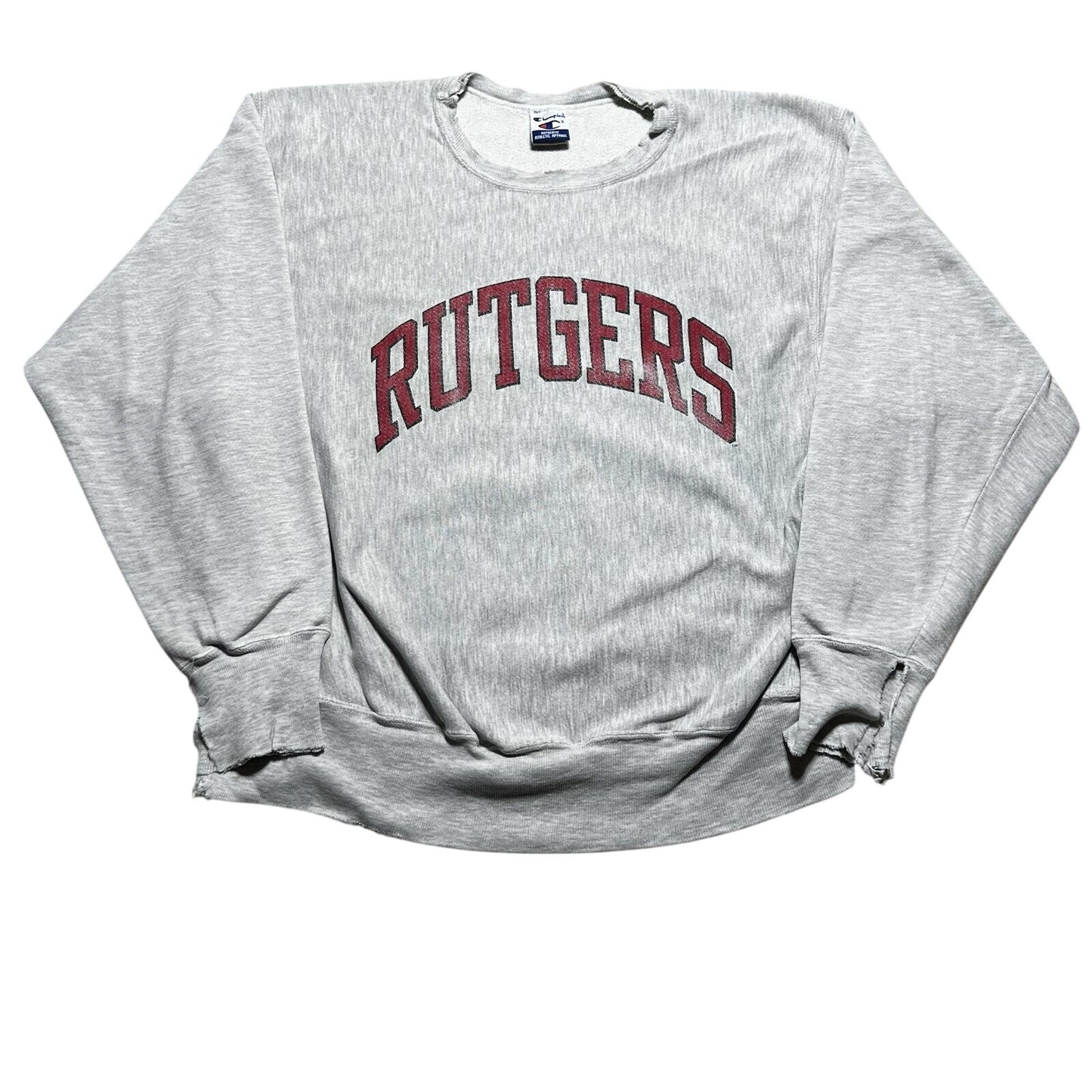 Vintage 90s Distressed Champion RUTGERS College Crewneck Sweatshirt Size Medium