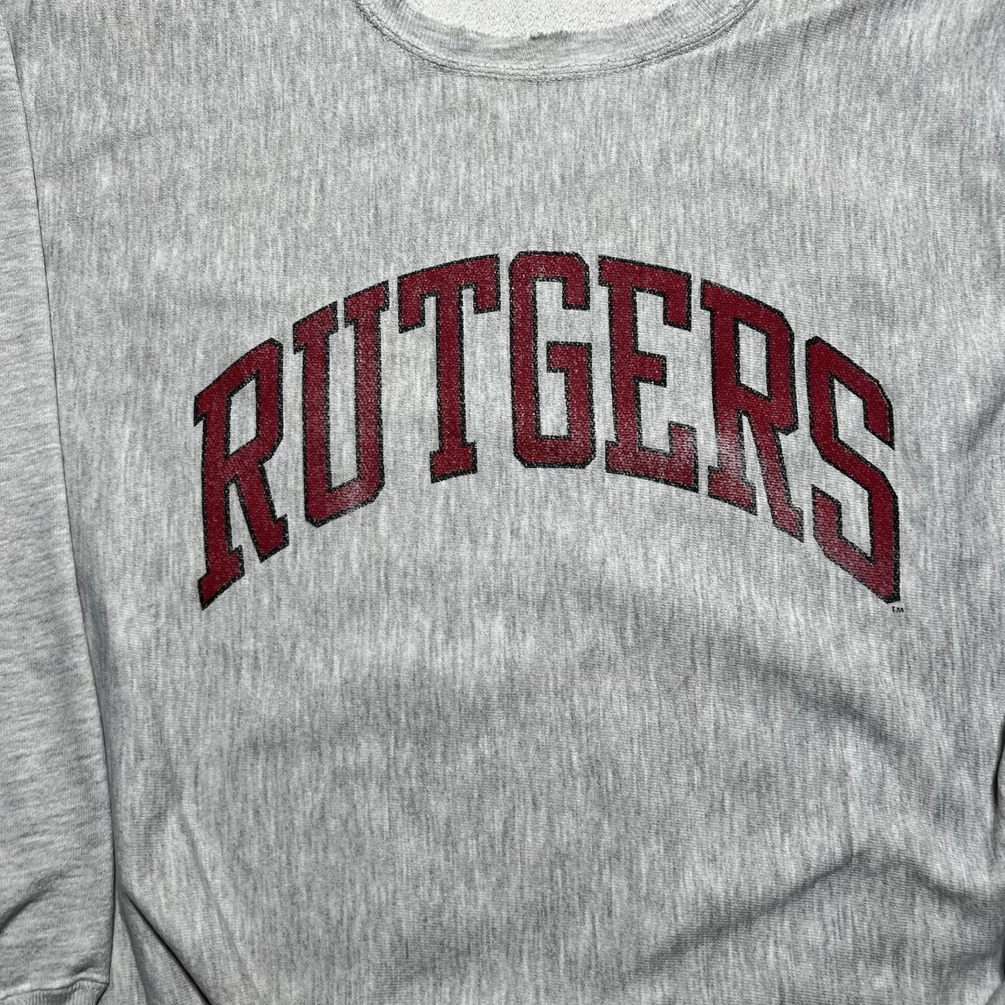 Vintage 90s Distressed Champion RUTGERS College Crewneck Sweatshirt Size Medium