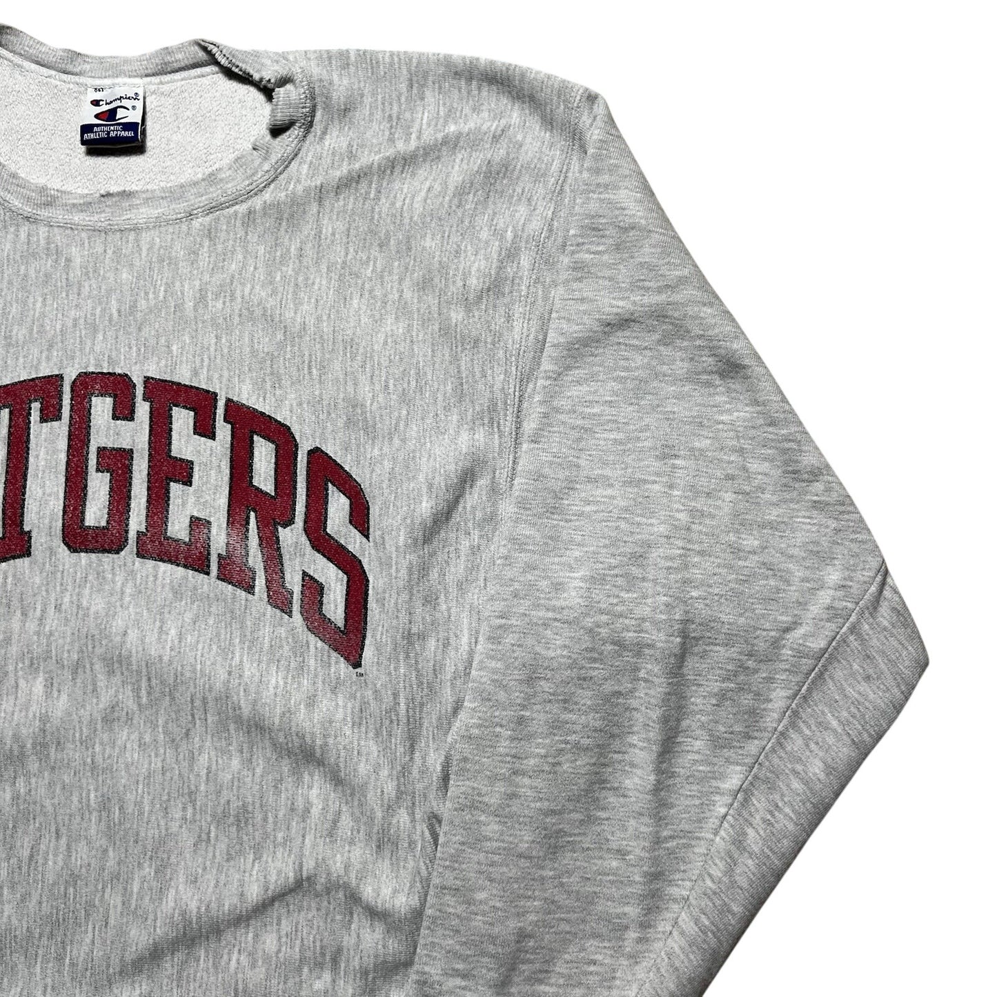 Vintage 90s Distressed Champion RUTGERS College Crewneck Sweatshirt Size Medium