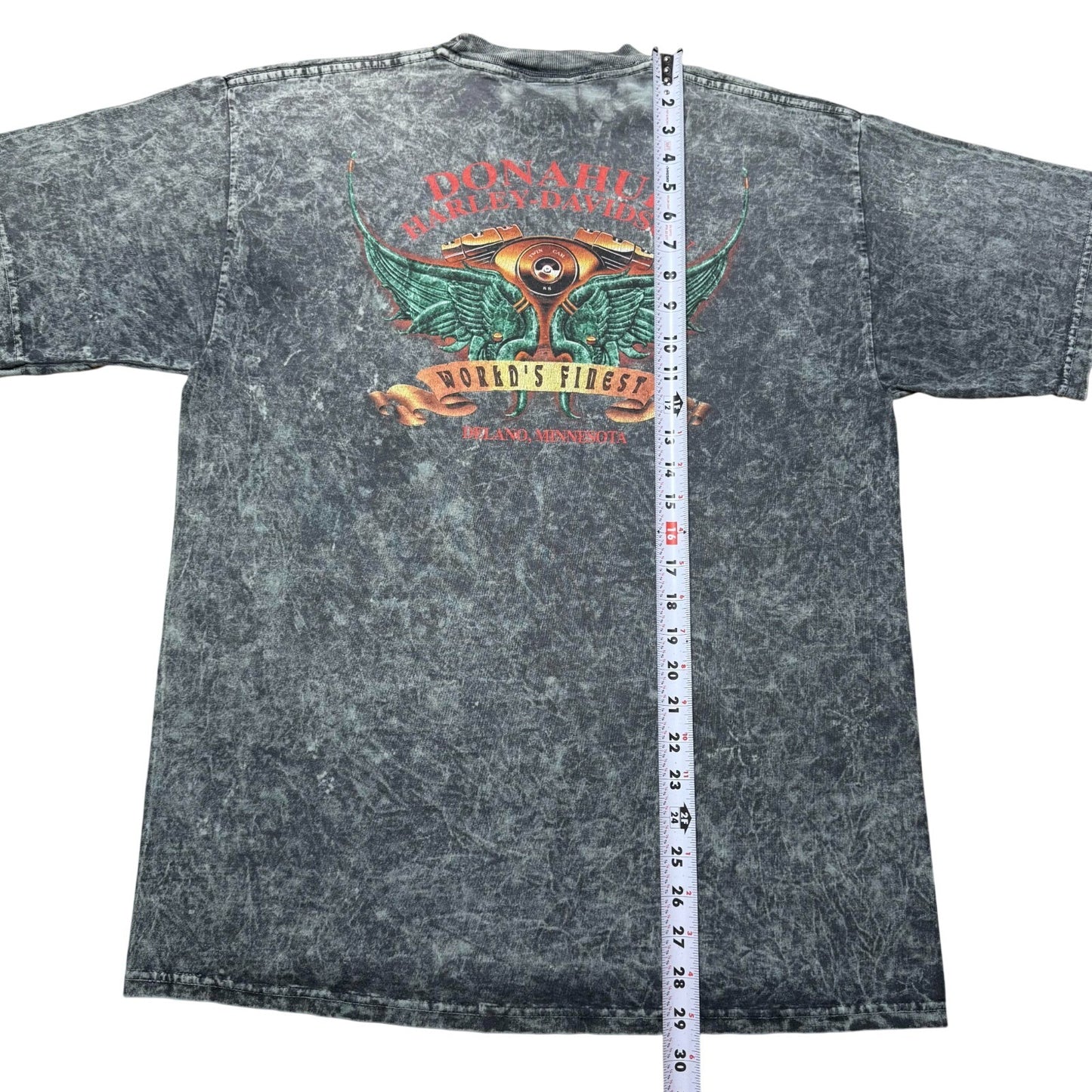 Vintage 1990 Harley Davidson Donahue Delano Minnesota  Acid Wash Shirt - Large