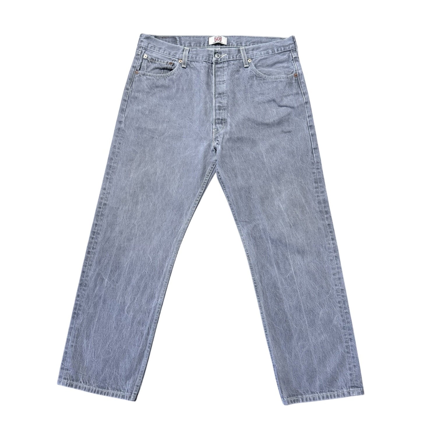 Vintage Levi's 501 Regular Fit Straight Leg Denim Jeans 36x28 Charcoal Grey Wash