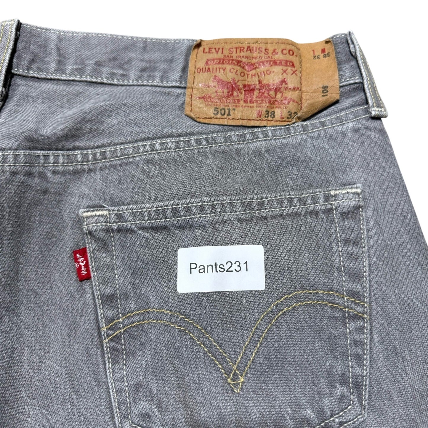 Vintage Levi's 501 Regular Fit Straight Leg Denim Jeans 36x28 Charcoal Grey Wash