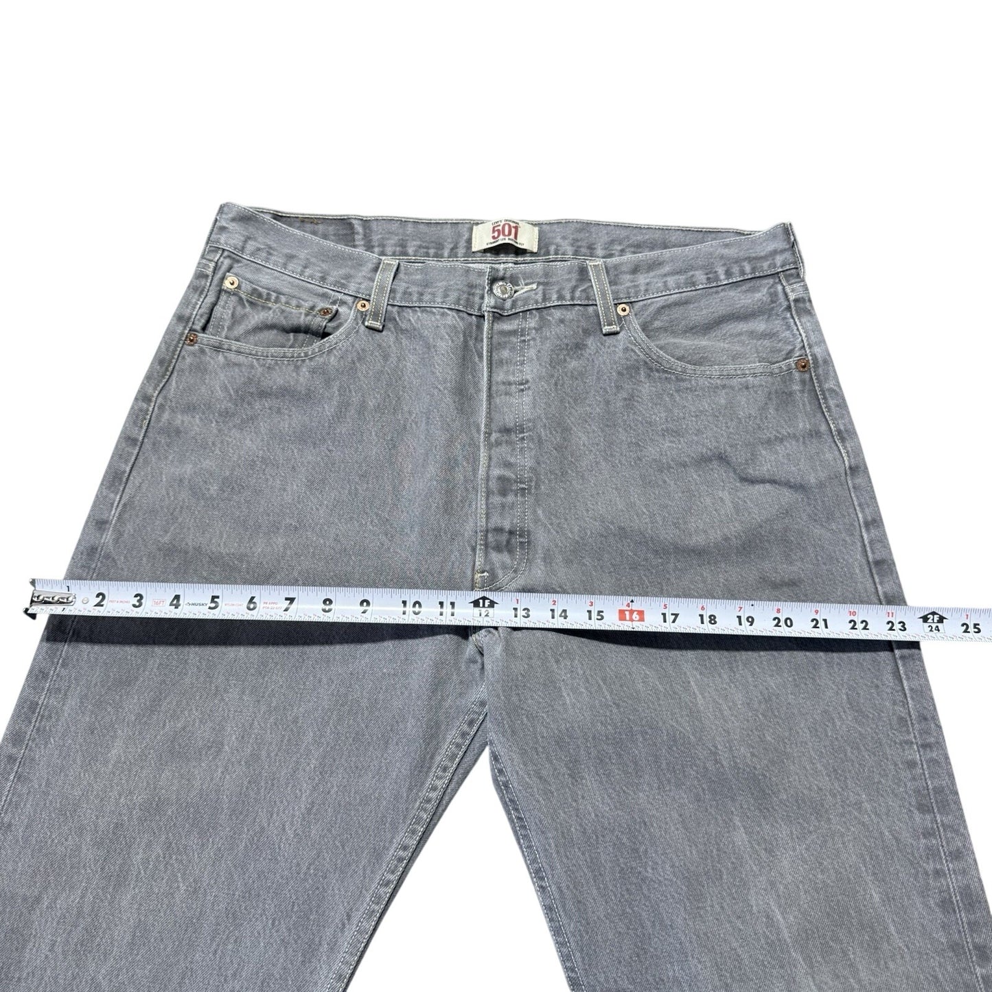 Vintage Levi's 501 Regular Fit Straight Leg Denim Jeans 36x28 Charcoal Grey Wash