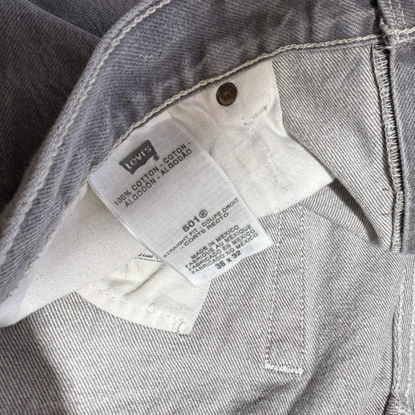 Vintage Levi's 501 Regular Fit Straight Leg Denim Jeans 36x28 Charcoal Grey Wash