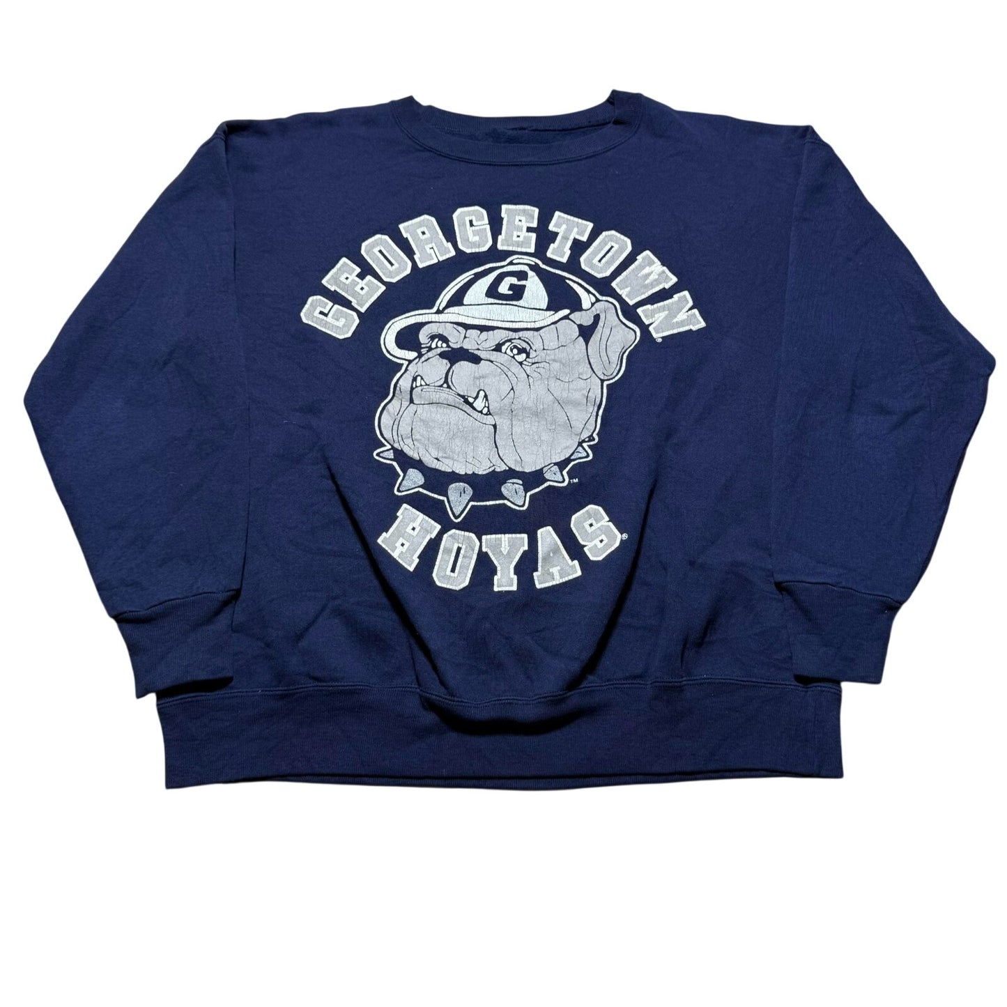 Vintage 90s Georgetown University Hoyas Bulldog NCAA Basketball Sweatshirt - XL