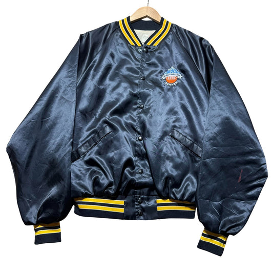 Vintage 1990 NCAA Final Four Satin Bomber Basketball Jacket USA Made Size Large