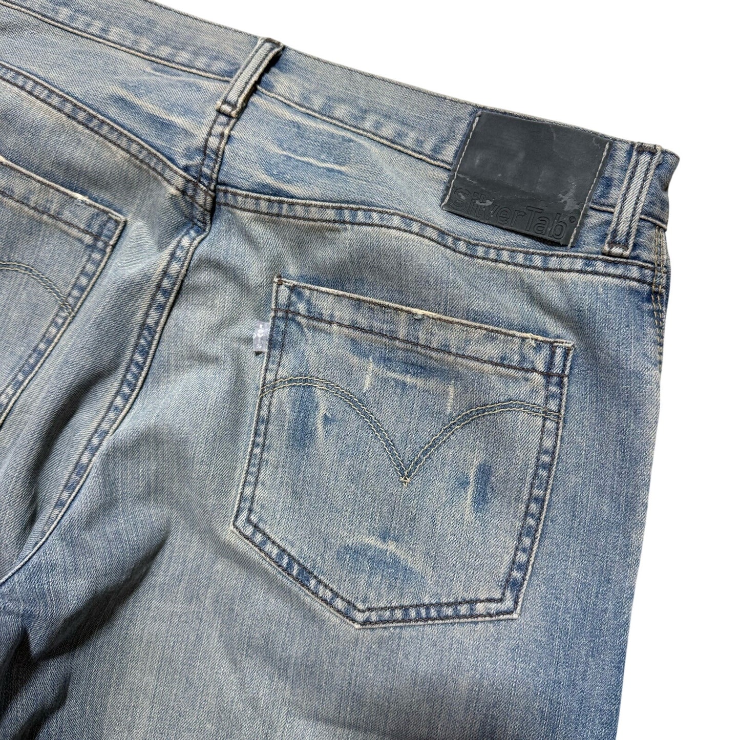 Vintage Y2K RELAXED Baggy SILVERTAB LEVIS Medium Wash JEANS 35 X 32 SILVER TAB