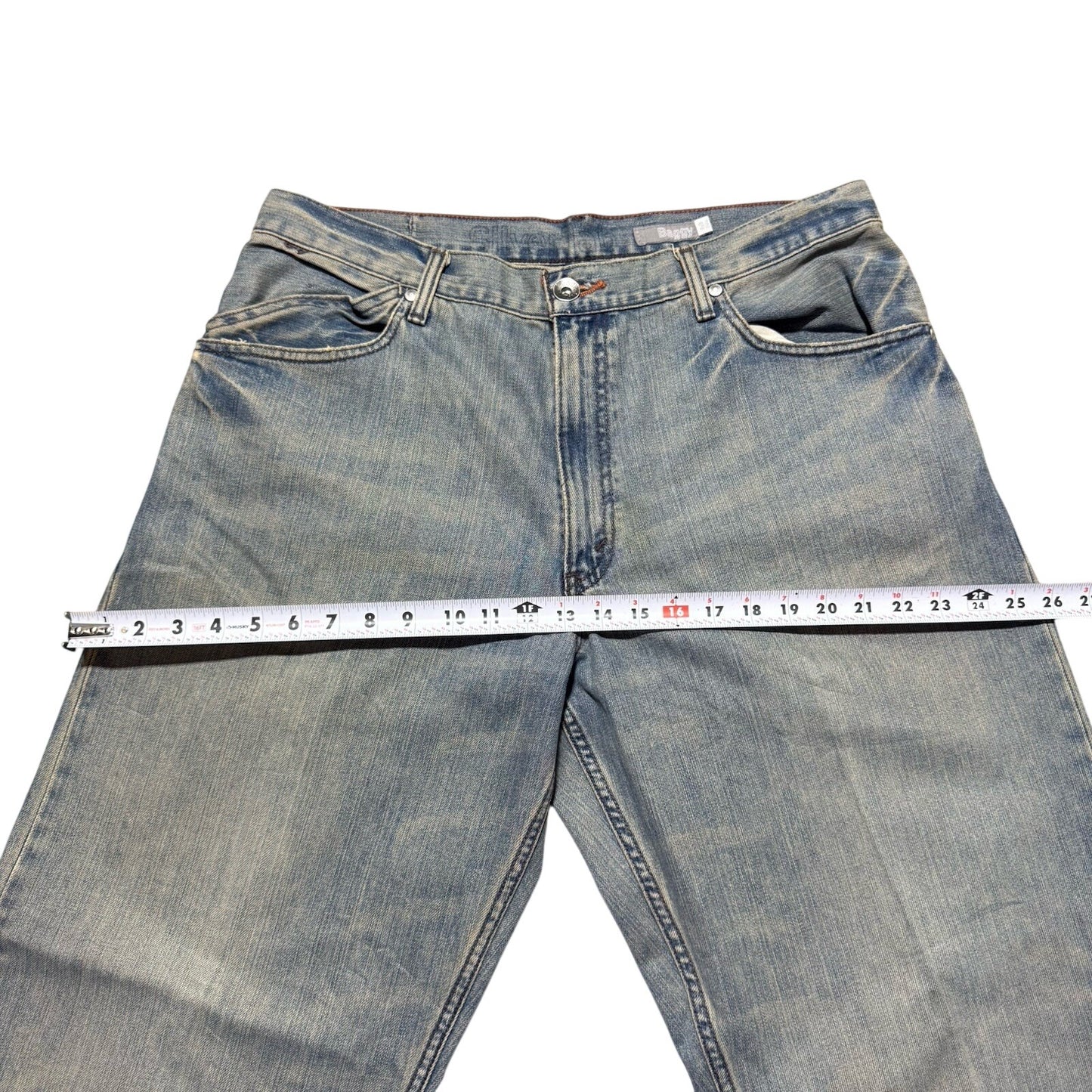 Vintage Y2K RELAXED Baggy SILVERTAB LEVIS Medium Wash JEANS 35 X 32 SILVER TAB