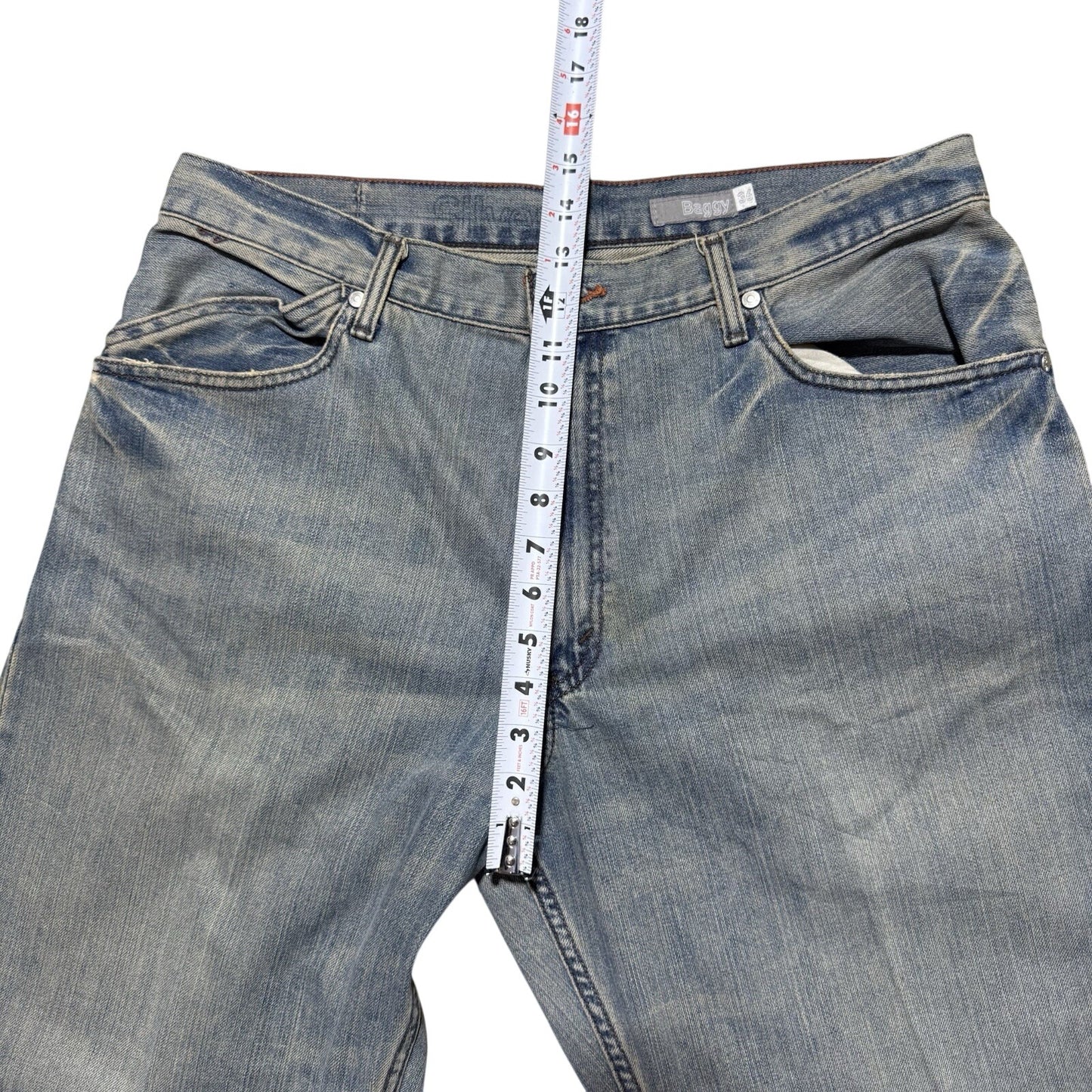 Vintage Y2K RELAXED Baggy SILVERTAB LEVIS Medium Wash JEANS 35 X 32 SILVER TAB