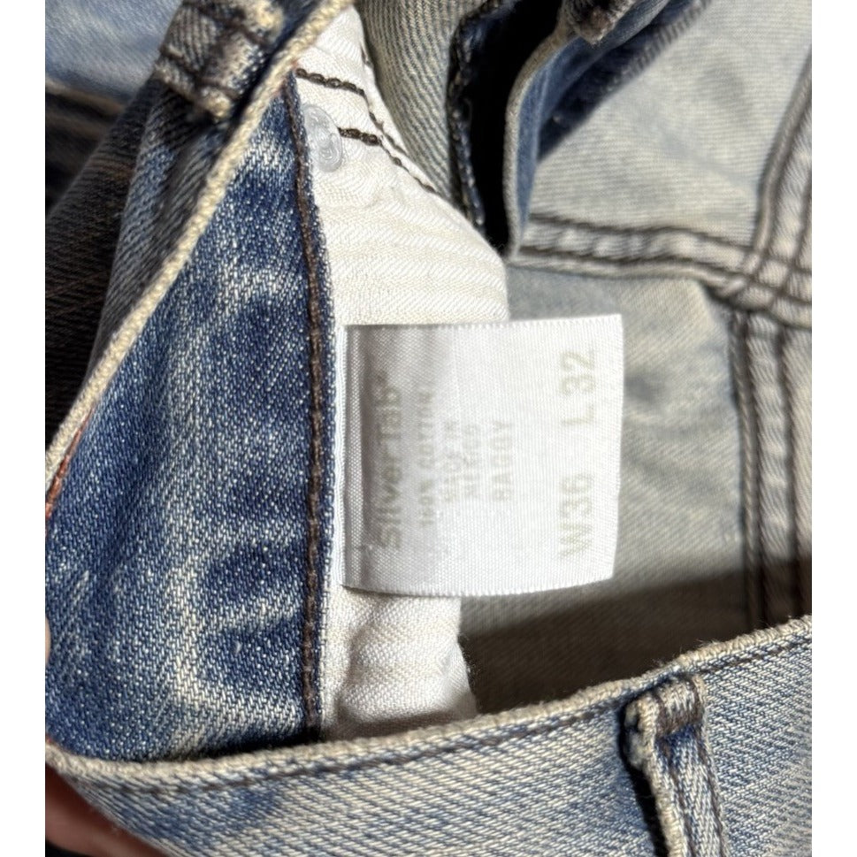Vintage Y2K RELAXED Baggy SILVERTAB LEVIS Medium Wash JEANS 35 X 32 SILVER TAB