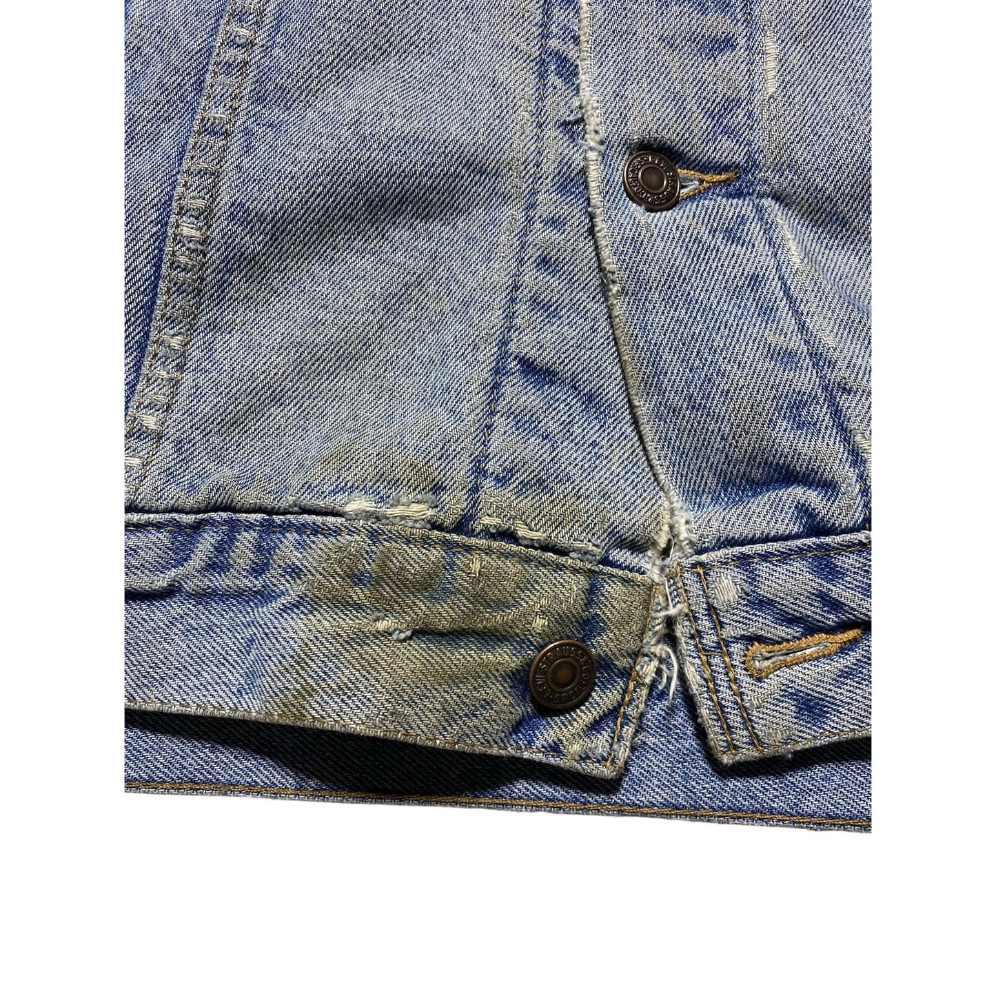 Vintage 90s Made In USA Levi’s Flannel Lined Blue Denim Button Jacket Size 2XL