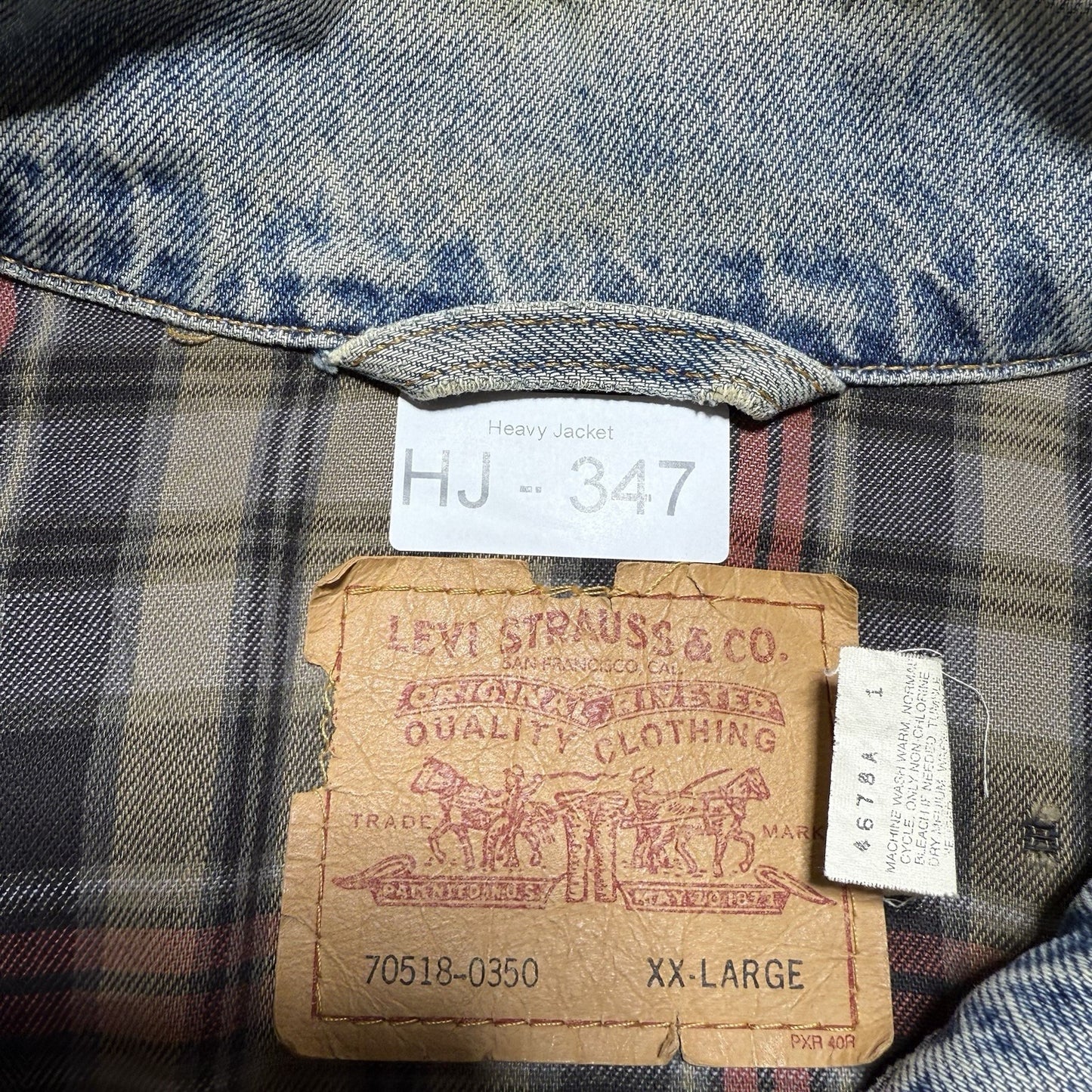 Vintage 90s Made In USA Levi’s Flannel Lined Blue Denim Button Jacket Size 2XL