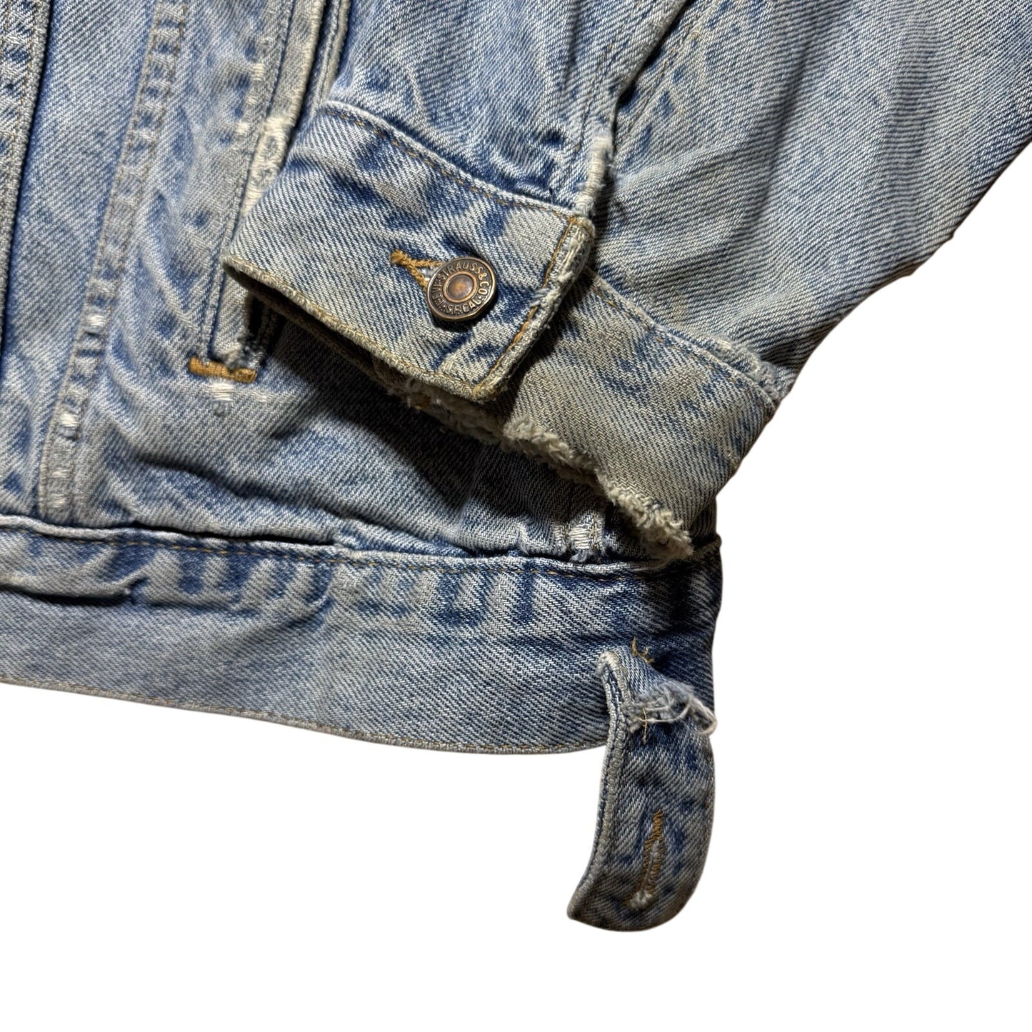 Vintage 90s Made In USA Levi’s Flannel Lined Blue Denim Button Jacket Size 2XL