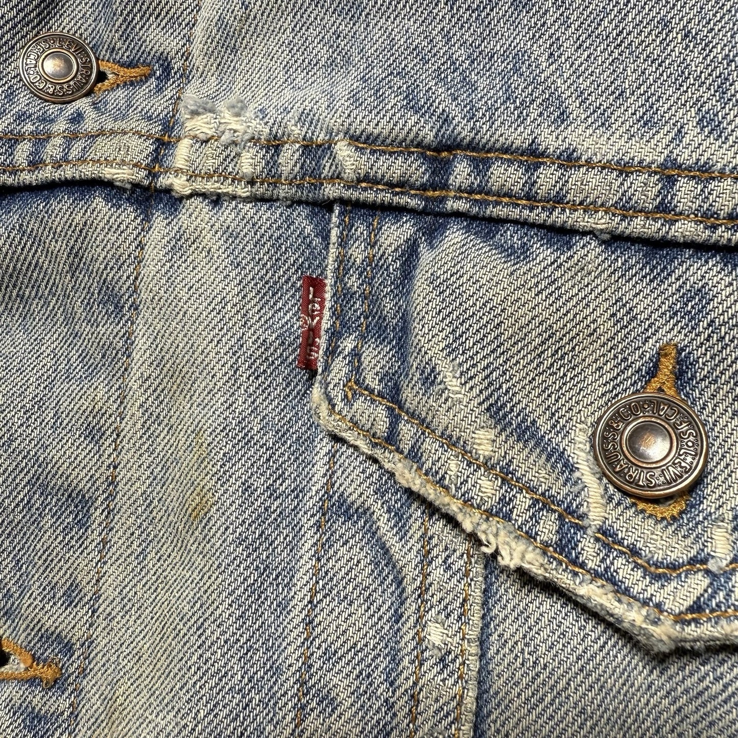 Vintage 90s Made In USA Levi’s Flannel Lined Blue Denim Button Jacket Size 2XL