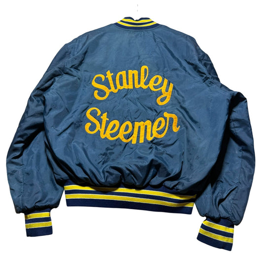 Vintage 80s Stanley Steemer Carpet Cleaning Company Satin Bomber Jacket Size XL