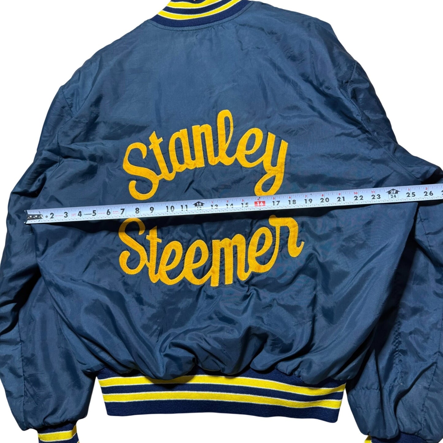 Vintage 80s Stanley Steemer Carpet Cleaning Company Satin Bomber Jacket Size XL