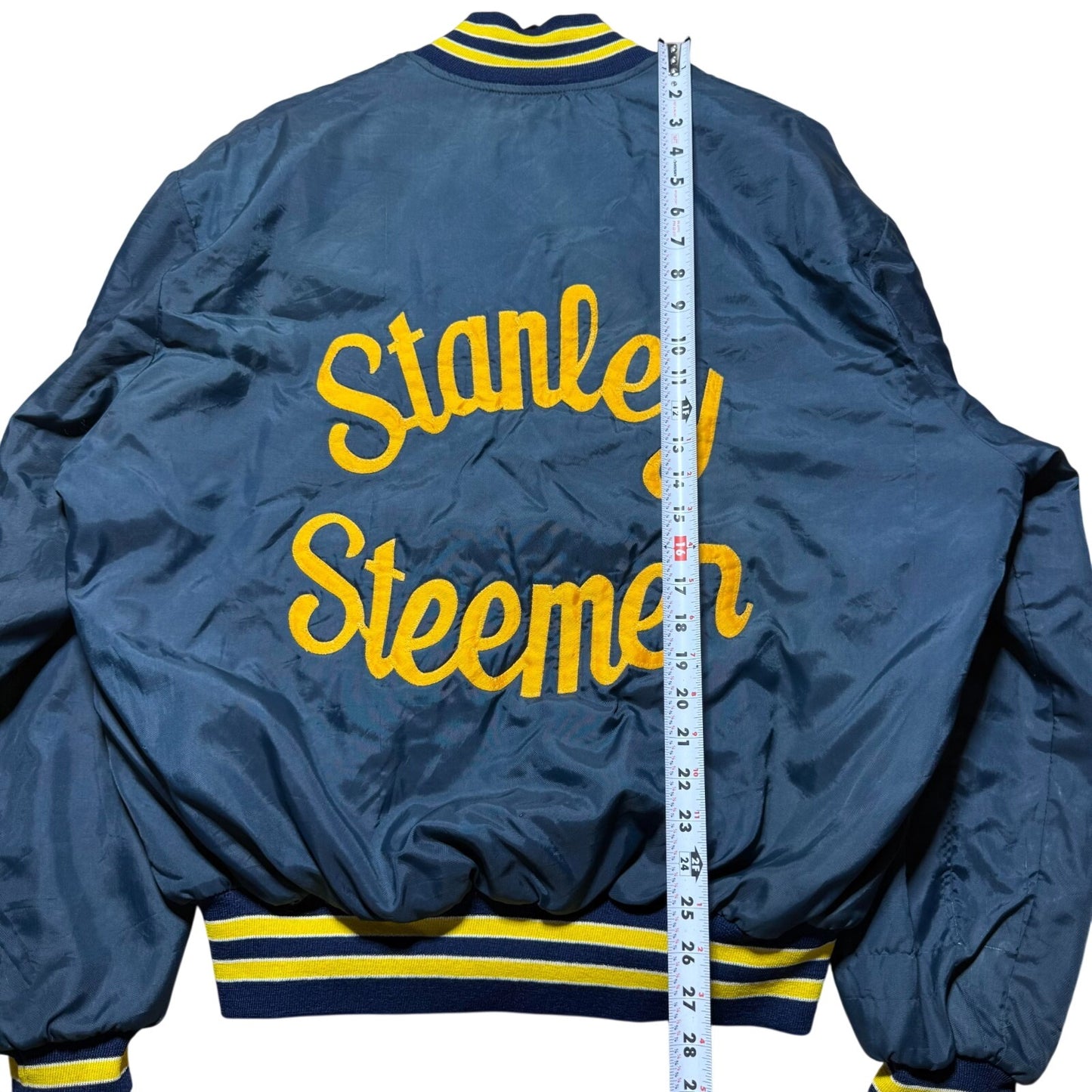 Vintage 80s Stanley Steemer Carpet Cleaning Company Satin Bomber Jacket Size XL